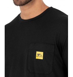 Men's Short Sleeve Jersey Plaited Performance Pocket Tee Black $15.90 T-Shirts