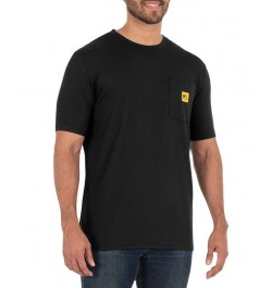 Men's Short Sleeve Jersey Plaited Performance Pocket Tee Black $15.90 T-Shirts