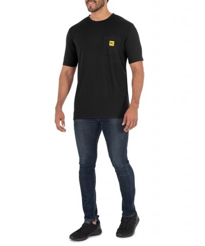 Men's Short Sleeve Jersey Plaited Performance Pocket Tee Black $15.90 T-Shirts