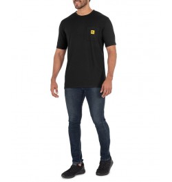 Men's Short Sleeve Jersey Plaited Performance Pocket Tee Black $15.90 T-Shirts