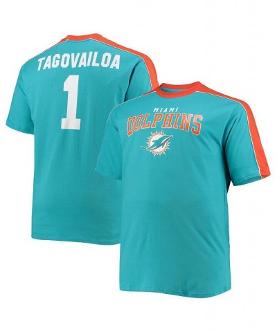 Men's Branded Tua Tagovailoa Aqua Miami Dolphins Big and Tall Sleeve Panel Player Name and Number T-shirt $24.96 T-Shirts