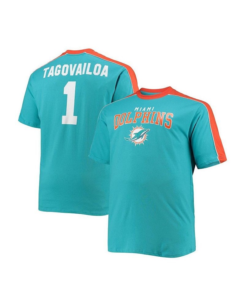 Men's Branded Tua Tagovailoa Aqua Miami Dolphins Big and Tall Sleeve Panel Player Name and Number T-shirt $24.96 T-Shirts