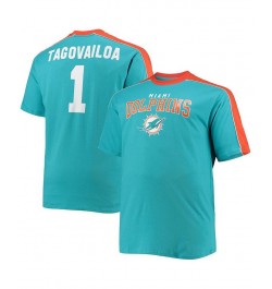 Men's Branded Tua Tagovailoa Aqua Miami Dolphins Big and Tall Sleeve Panel Player Name and Number T-shirt $24.96 T-Shirts