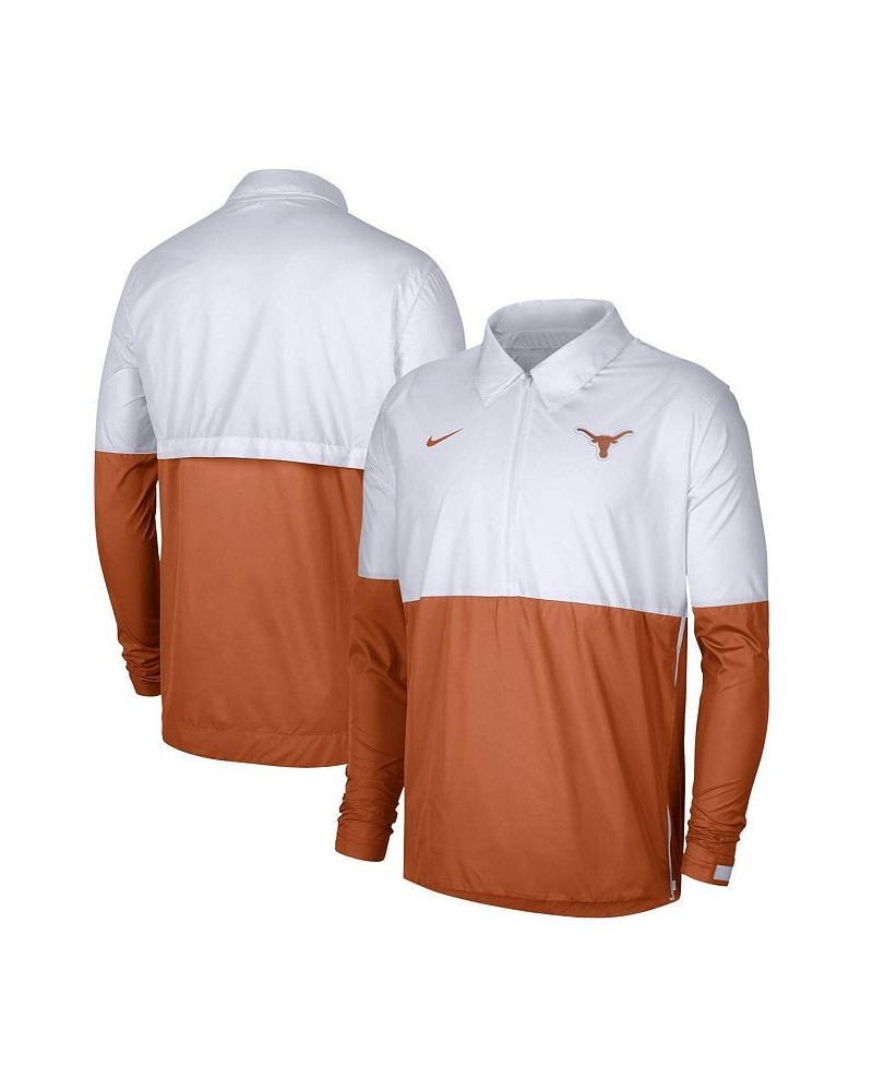 Men's White and Burnt Orange Texas Longhorns Half-Zip Lightweight Coaches Jacket $45.89 Jackets