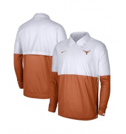 Men's White and Burnt Orange Texas Longhorns Half-Zip Lightweight Coaches Jacket $45.89 Jackets