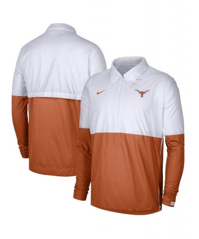 Men's White and Burnt Orange Texas Longhorns Half-Zip Lightweight Coaches Jacket $45.89 Jackets