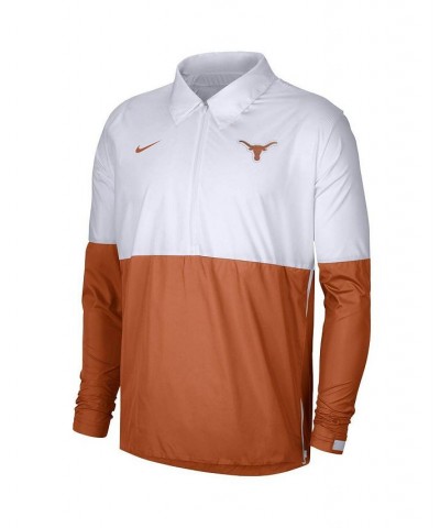 Men's White and Burnt Orange Texas Longhorns Half-Zip Lightweight Coaches Jacket $45.89 Jackets