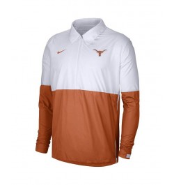 Men's White and Burnt Orange Texas Longhorns Half-Zip Lightweight Coaches Jacket $45.89 Jackets