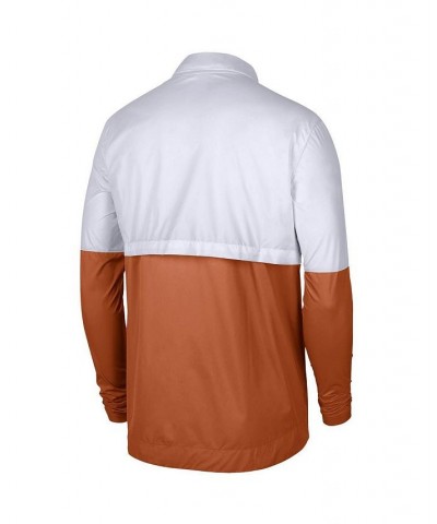 Men's White and Burnt Orange Texas Longhorns Half-Zip Lightweight Coaches Jacket $45.89 Jackets