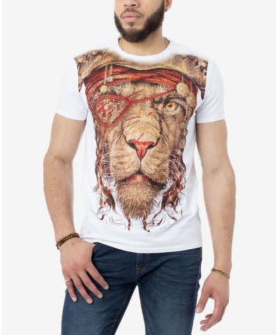 Men's Pirate Lion Rhinestone T-shirt White $18.00 T-Shirts