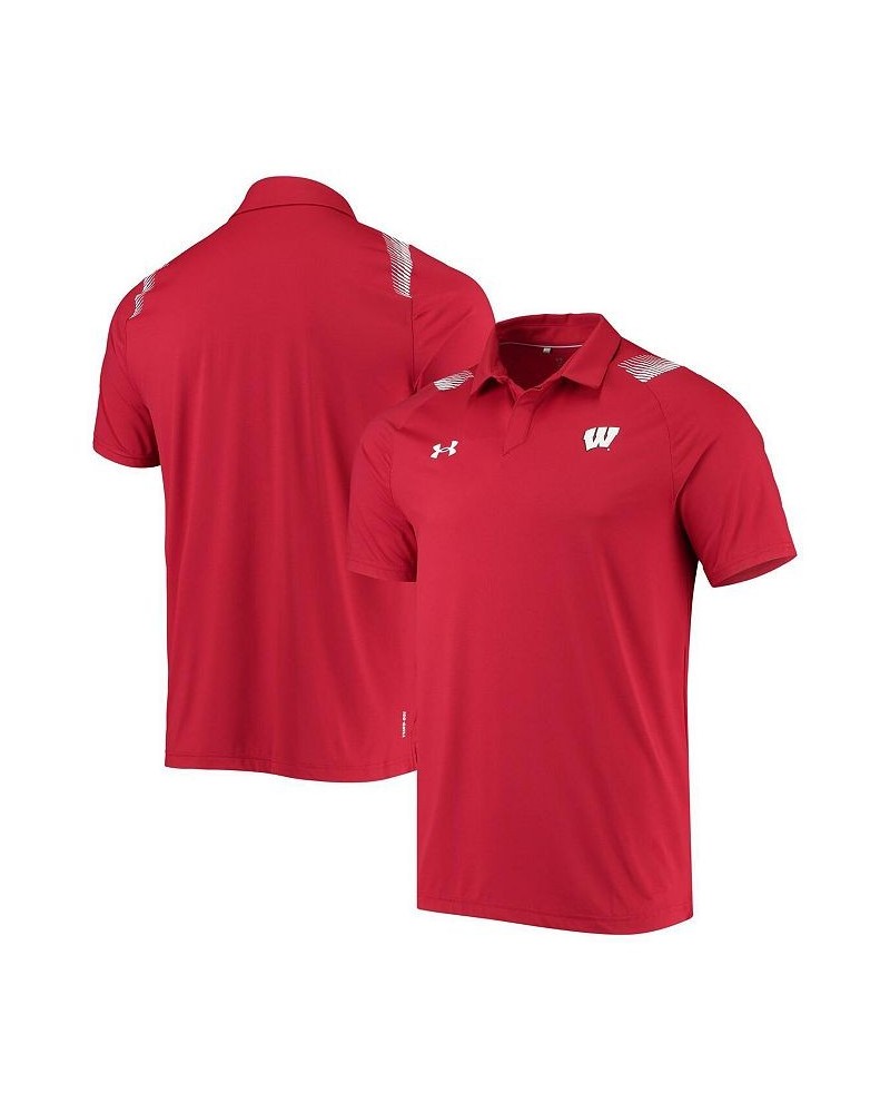 Men's Red Wisconsin Badgers 2021 Sideline Performance Polo Shirt $38.50 Polo Shirts