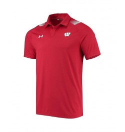 Men's Red Wisconsin Badgers 2021 Sideline Performance Polo Shirt $38.50 Polo Shirts