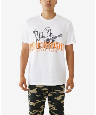 Men's Short Sleeves Buddha Stencil T-shirt White $22.70 T-Shirts