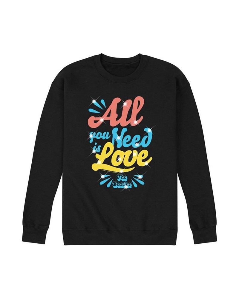 Men's The Beatles All You Need Love Fleece Sweatshirt Black $26.95 Sweatshirt