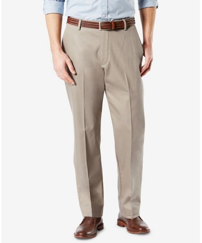 Men's Signature Lux Cotton Classic Fit Creased Stretch Khaki Pants Tan/Beige $27.60 Pants