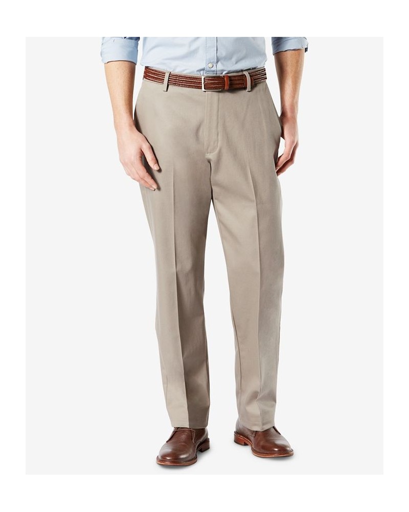 Men's Signature Lux Cotton Classic Fit Creased Stretch Khaki Pants Tan/Beige $27.60 Pants