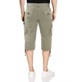 Men's Big and Tall Belted Capri Cargo Shorts Leaf Green $27.08 Shorts