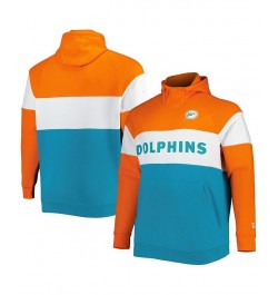 Men's Aqua Miami Dolphins Big and Tall Throwback Colorblock Fleece Raglan Pullover Hoodie $34.44 Sweatshirt