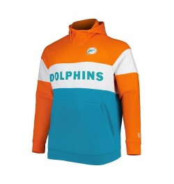 Men's Aqua Miami Dolphins Big and Tall Throwback Colorblock Fleece Raglan Pullover Hoodie $34.44 Sweatshirt