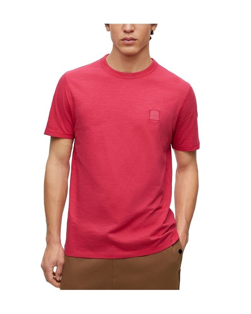 BOSS Men's Cotton-Jersey Regular-Fit Logo Patch T-shirt Pink $34.68 T-Shirts