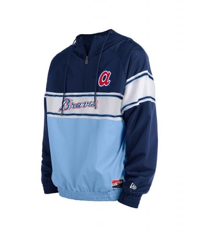 Men's Navy Atlanta Braves Ripstop Raglan Quarter-Zip Hoodie $57.60 Sweatshirt