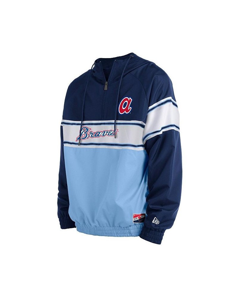 Men's Navy Atlanta Braves Ripstop Raglan Quarter-Zip Hoodie $57.60 Sweatshirt