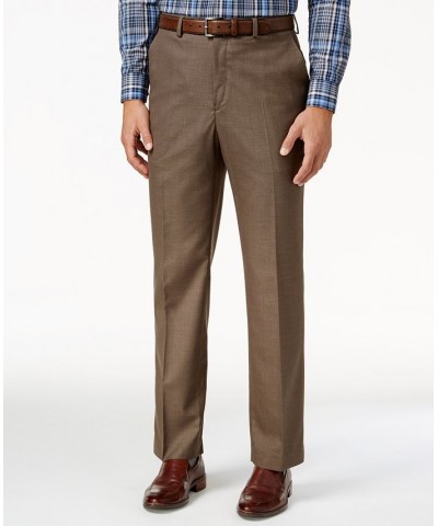 Michael Kors Men's Solid Classic-Fit Stretch Dress Pants Brown $18.19 Pants