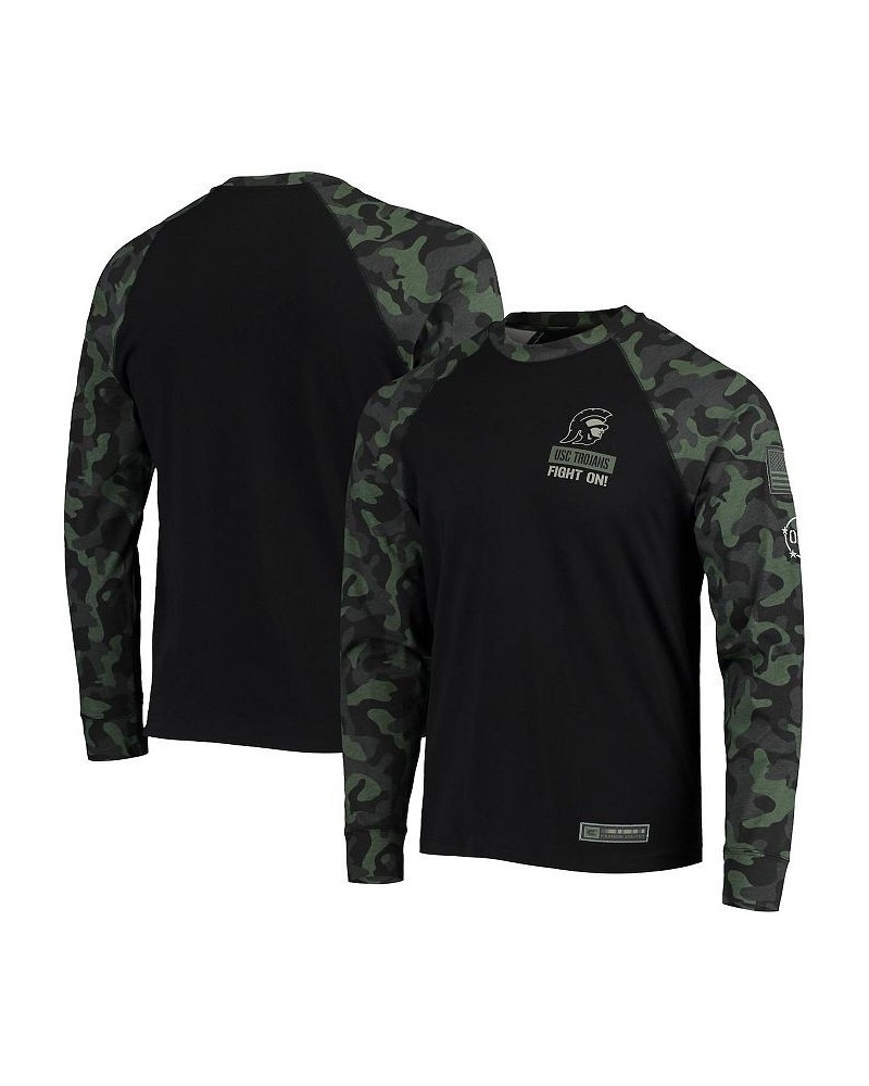 Men's Black USC Trojans OHT Military-Inspired Appreciation Camo Raglan Long Sleeve T-shirt $18.40 T-Shirts