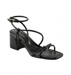 Women's Gurion Square Toe Strappy Block Heel Sandals Black $38.00 Shoes