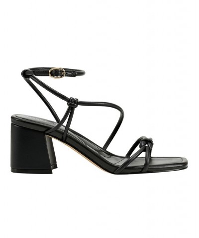 Women's Gurion Square Toe Strappy Block Heel Sandals Black $38.00 Shoes