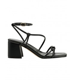 Women's Gurion Square Toe Strappy Block Heel Sandals Black $38.00 Shoes