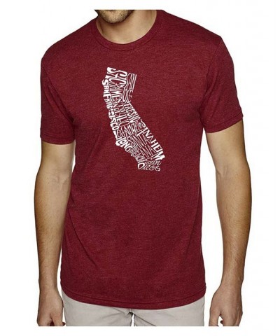 Men's Premium Word Art T-Shirt - California State Red $25.64 T-Shirts