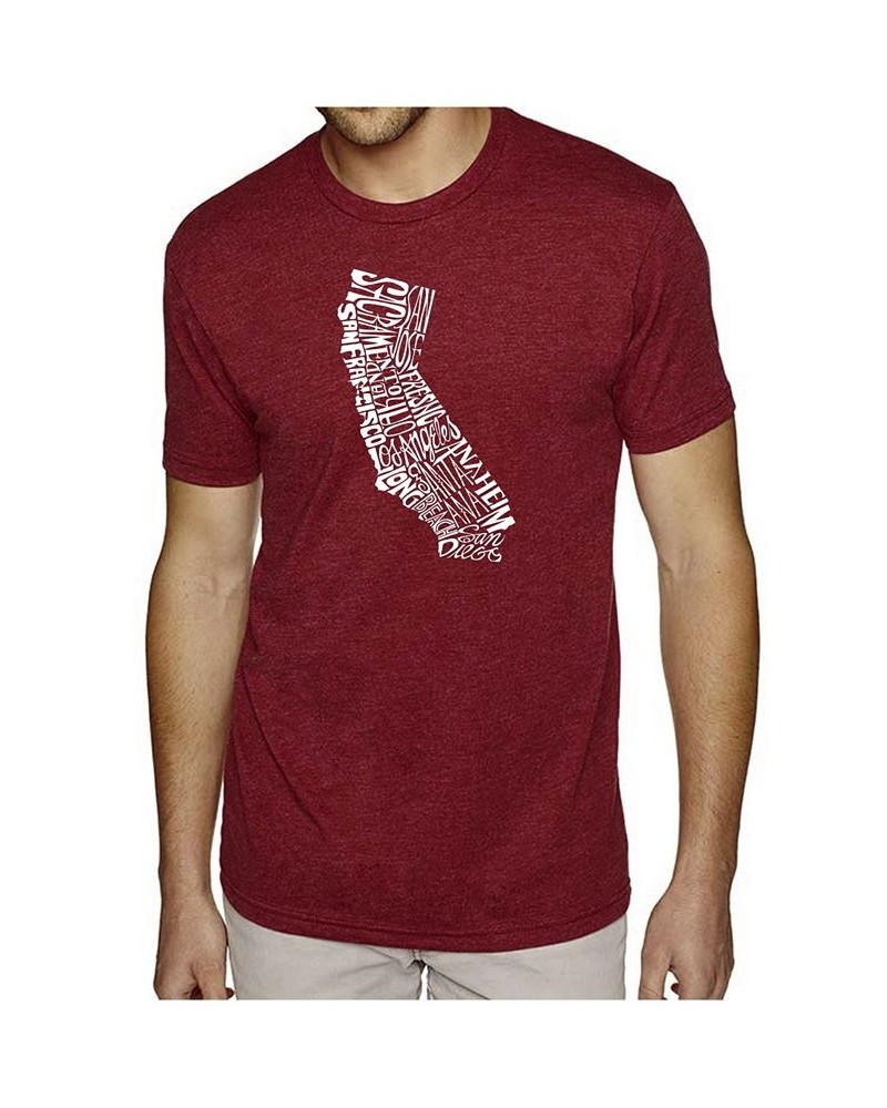 Men's Premium Word Art T-Shirt - California State Red $25.64 T-Shirts