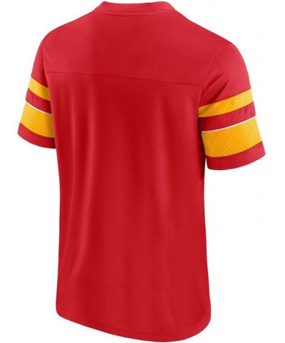 Men's Red Kansas City Chiefs Textured Hashmark V-Neck T-shirt $19.74 T-Shirts