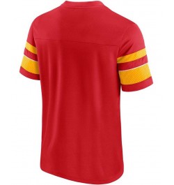 Men's Red Kansas City Chiefs Textured Hashmark V-Neck T-shirt $19.74 T-Shirts