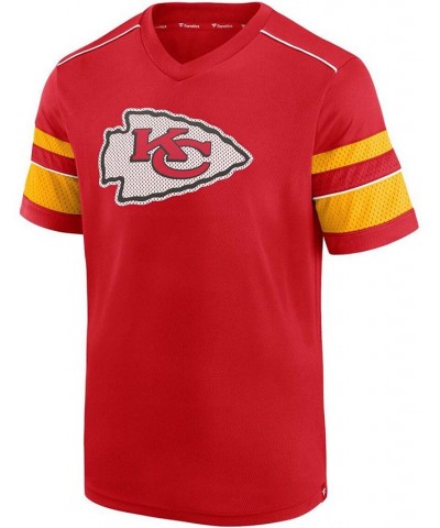 Men's Red Kansas City Chiefs Textured Hashmark V-Neck T-shirt $19.74 T-Shirts