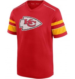 Men's Red Kansas City Chiefs Textured Hashmark V-Neck T-shirt $19.74 T-Shirts