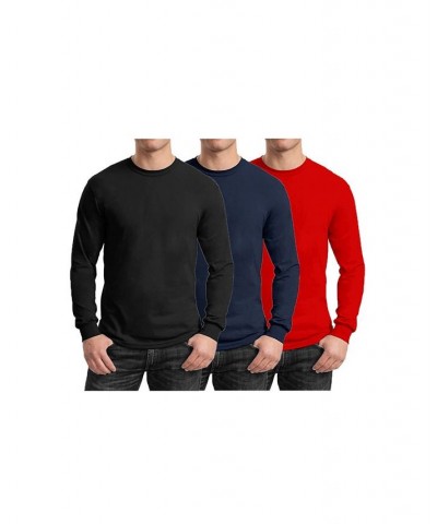 Men's 3-Pack Egyptian Cotton-Blend Long Sleeve Crew Neck Tee Black/Navy/Red $28.05 T-Shirts