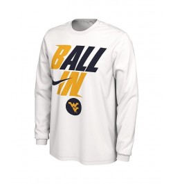 Men's White West Virginia Mountaineers Ball In Bench Long Sleeve T-shirt $27.49 T-Shirts