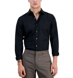 Men's Slim-Fit Leopard Texture Jacquard Dress Shirt Black $24.12 Dress Shirts