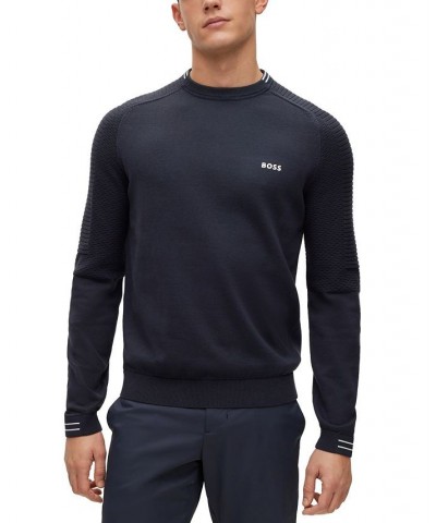 BOSS Men's Cotton Logo Tipping Regular-Fit Sweater Blue $86.48 Sweaters