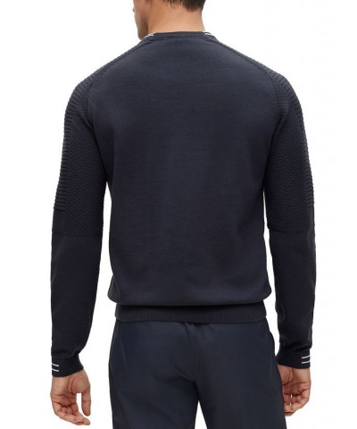 BOSS Men's Cotton Logo Tipping Regular-Fit Sweater Blue $86.48 Sweaters