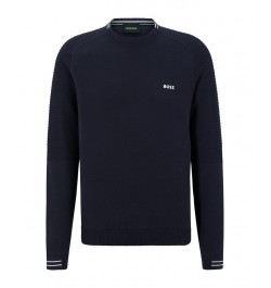 BOSS Men's Cotton Logo Tipping Regular-Fit Sweater Blue $86.48 Sweaters