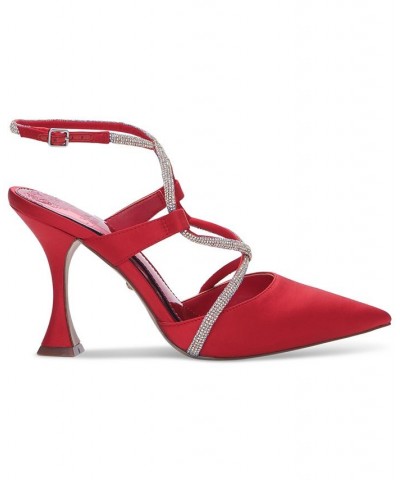 Women's Kadrya Rhinestone Evening Pumps Red $33.26 Shoes