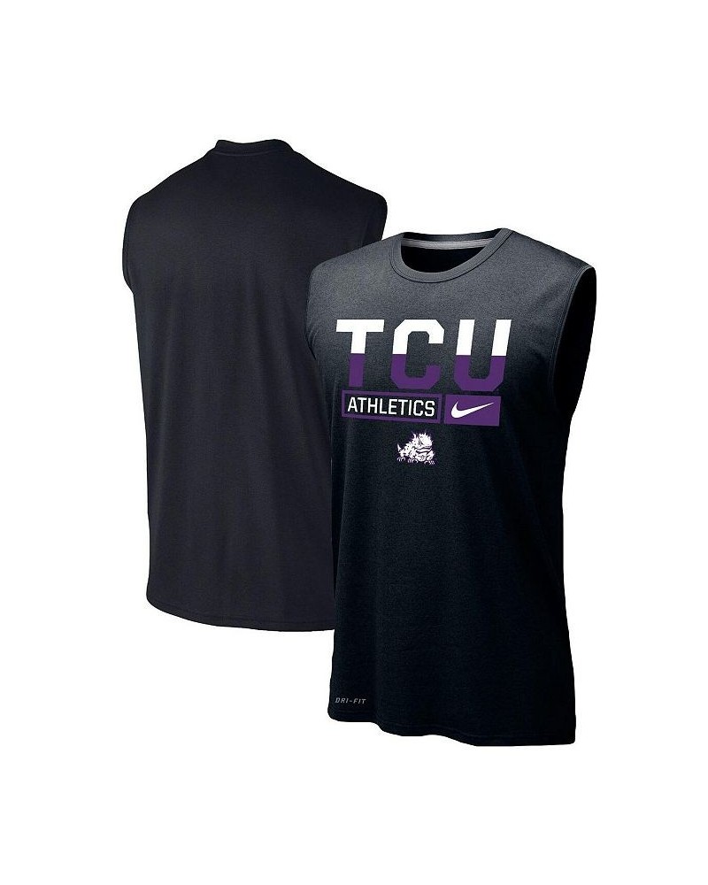 Men's Black TCU Horned Frogs Wordmark Drop Legend Performance Tank Top $26.49 T-Shirts