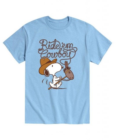 Men's Peanuts Ride'Em Cowboy T-Shirt Blue $18.54 T-Shirts