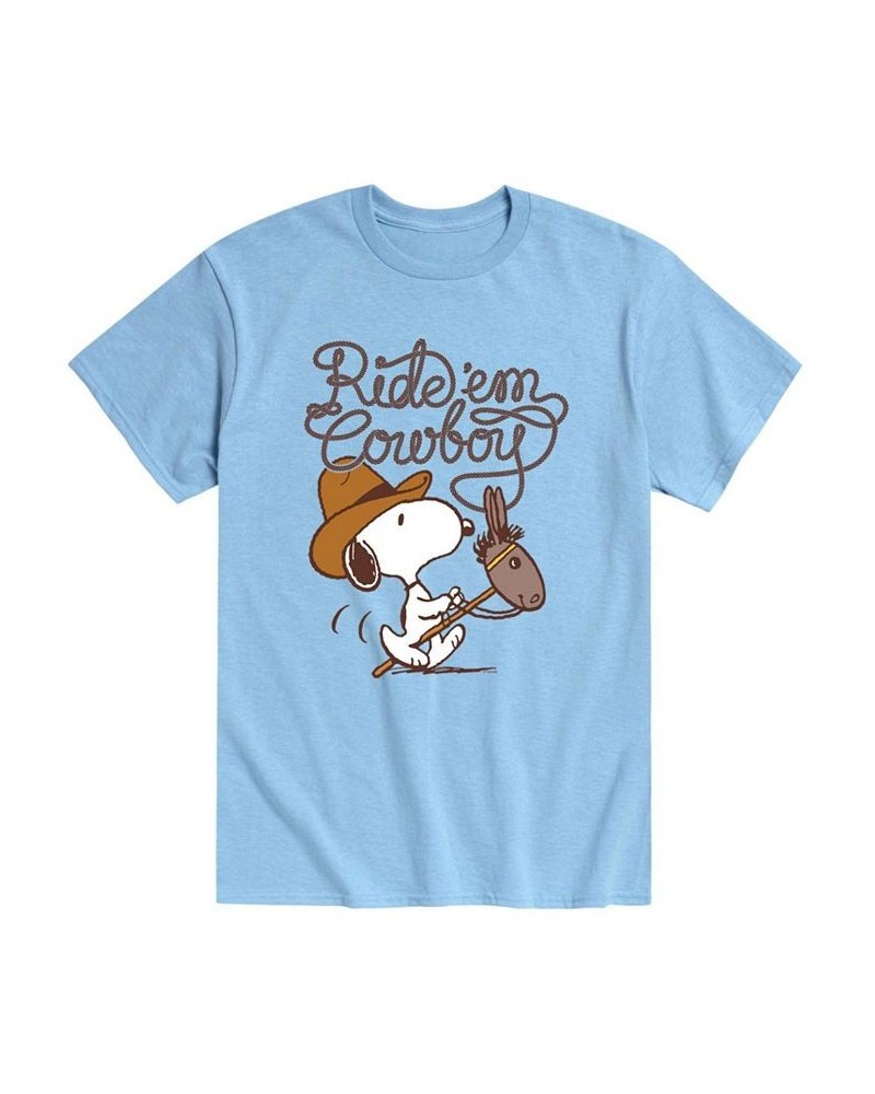 Men's Peanuts Ride'Em Cowboy T-Shirt Blue $18.54 T-Shirts