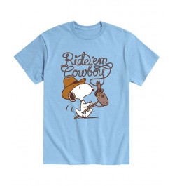 Men's Peanuts Ride'Em Cowboy T-Shirt Blue $18.54 T-Shirts