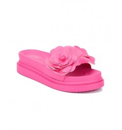 Camellia Flower Women's Slides Pink $21.82 Shoes