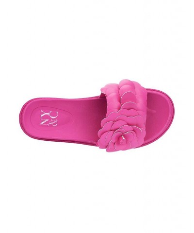 Camellia Flower Women's Slides Pink $21.82 Shoes